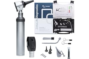 Zyrev Otoscope Oph Diagnostic Set - 34 Piece Medical and Nursing Student Otoscope/Opthalmoscope Kit - with Plastic Case for Educational and Professional Settings (Advanced)