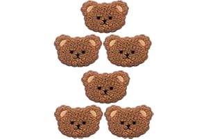 6Pcs Brown Plush Iron On Patches, Cute Bear Patches Cartoon Clothes Appliques Creative Animal Badges, Soft Sewing Appliques D