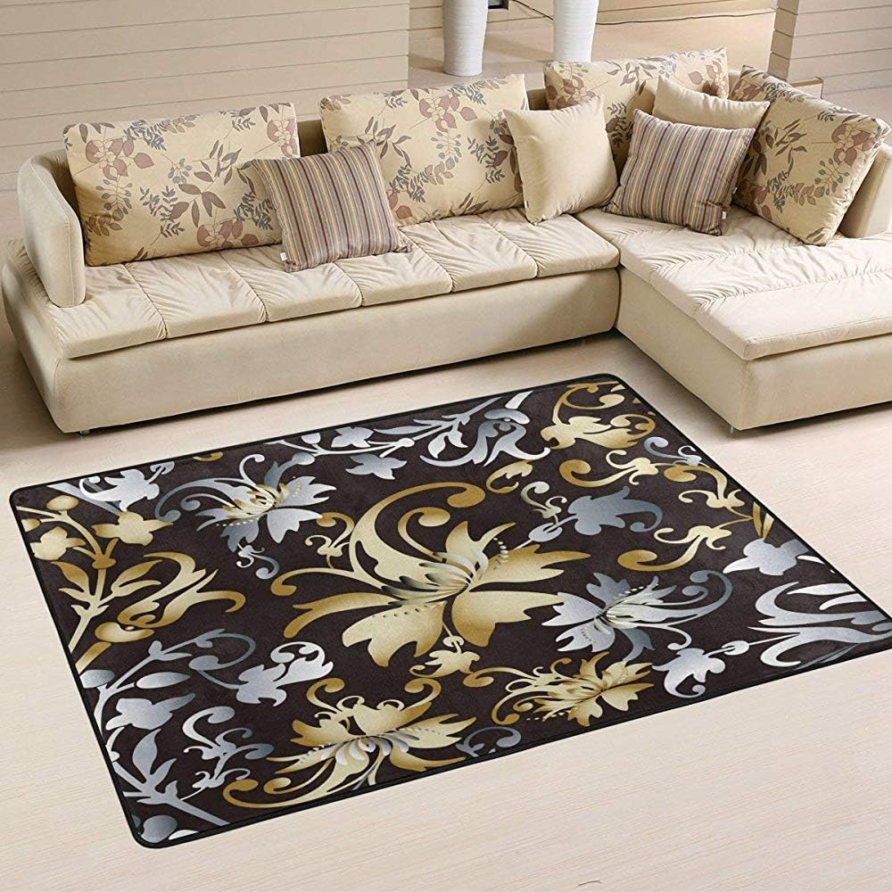 Alfombra 72 x 48 Pulgadas Alfombra Felpudo Damasco Floral Barroco