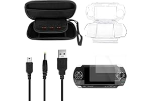 JDGPOKOO 5 in 1 Accessories Kit for PSP 1000, Carrying Case for PSP 1000, Protective Case Shell, 2 Set Screen Protectors and 