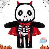 Houwsbaby 12” Demon Skeleton Plush Toy, Bones Devil Stuffed Animal with Red Cloak,Halloween Party Decoration,Creative Present for Boys Girls Kids Teens