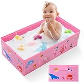 Tohetsuzp Collapsible Baby Bathtub, Portable Foldable Travel Bath Tub for Infant Toddler, Converts Shower to Tub, No Assembly