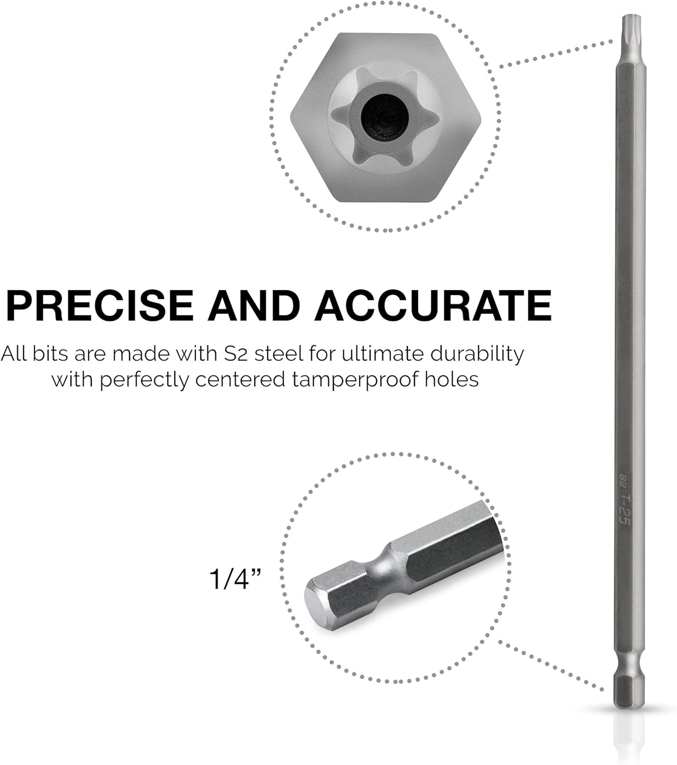 Neiko 10224A Extra Long Security Power Bit Set, 32 Piece | 1/4" Shank, 6" Length | Premium S2 Steel - Long Drill Bit Set - 