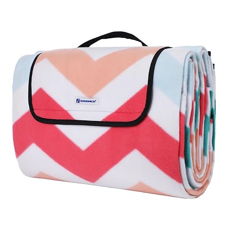 SONGMICS 200 x 200 cm XXL Picknickdecke Fleece wärmeisoliert wasserdicht mit Tragegriff GCM70KW