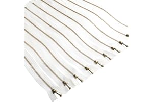 Beaulegan Metal Zippers 10 Pcs - #3 Antique Brass Close-end 7.9 Inch (20 cm), White