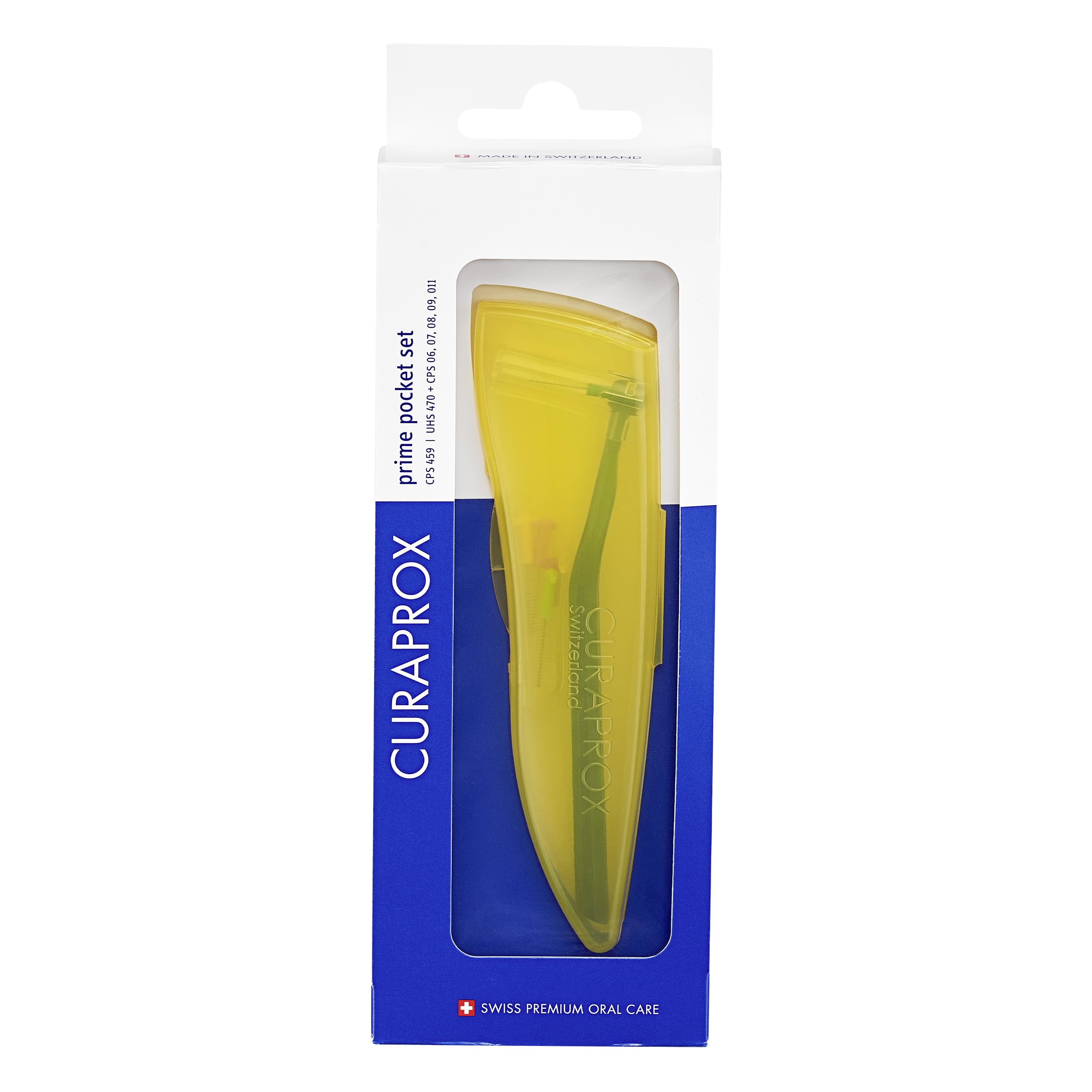 Curaprox Interdental Brush Set CPS 459 Prime Pocket Kit – for Effective Cleaning of Narrow Spaces | Includes Holder & 5 Brush Sizes | Made in Switzerland