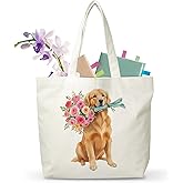 JUSITAKEET Dog Tote Bag, Golden Retriever Gifts, Puppy Gifts Bag For Women, Doggie Totes For Dog Lovers, Grocery Canvas Shopping Bags For Women, E04