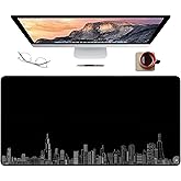 IndigoCase Large Mouse Pad, 31.5" x 15.7" Chicago Cityscape Mousepad, Black Mouse Pad, Hand Drawing Gaming Mousepad with Non-Slip Rubber Base, Stitched Edge, Easy Gliding (Chicago)