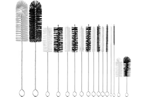 YUKNEES Cleaning Brushes,16 Pcs Pipe Tube Brush Pipe Cleaning Brushes Bottle Brush,for Washing Narrow Neck Water Bottles Jars Teapot Spout Coffee Machine Tube(White&Black)