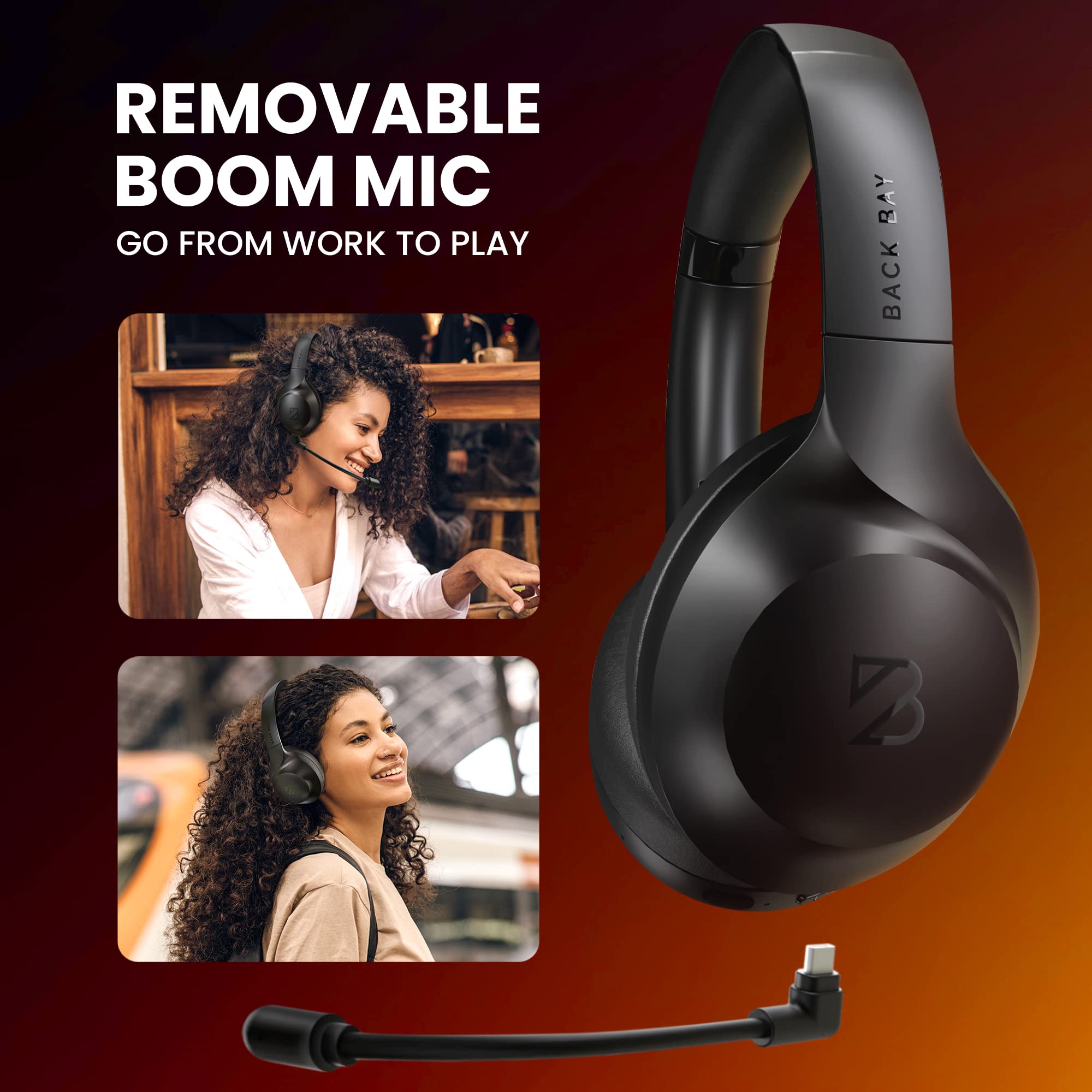 ClearCall 70 - Bluetooth Headphones with Microphone for Work - Removable Boom Mic - Over Ear Office Wireless Headsets for Computer, Wireless Headphones Mic, Bluetooth Headset with Microphone for PC