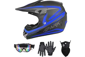 SANQING Youth Adult Dirt Bike ATV Helmet Motocross Anti-Collision Full Face Motorcycle DOT Approved BMX Downhill Off-Road Mountain Bike Helmet with SUV Goggles Gloves Face Shield