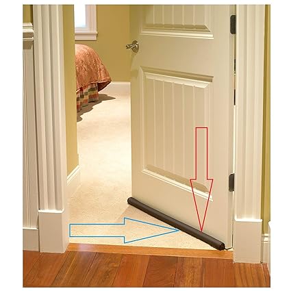 Happy2Buy Twin Door Draft Guard, Door & Window Draft Stopper, Under Door Draft Blocker, Noise Reducer, Air Stopper, Heavy Duty Door Bottom Insulation Sound Proof Weather Strip Seal,Polyester materials, As Seen On TV (82 X 6 X 1 CM, BROWN, Pack OF-1)