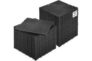 VEVOR Interlocking Drainage Mat, 12” x 12” Modular Interlocking Cushion, 40 Pcs Splicing Drainage Mats, Non-Slip Black PP Dra