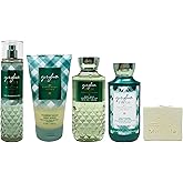 Bath & Body Works Gingham Fresh 4 Piece Gift Set - Fragrance Mist, Body Scrub, Body Wash and Body Lotion - with a Natural Oats Bar Soap - Full Size