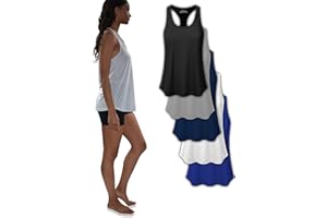 SEXY BASICS Women's 5 Pack Everyday Flowy Burnout Racer Back Active Workout Tank Tops