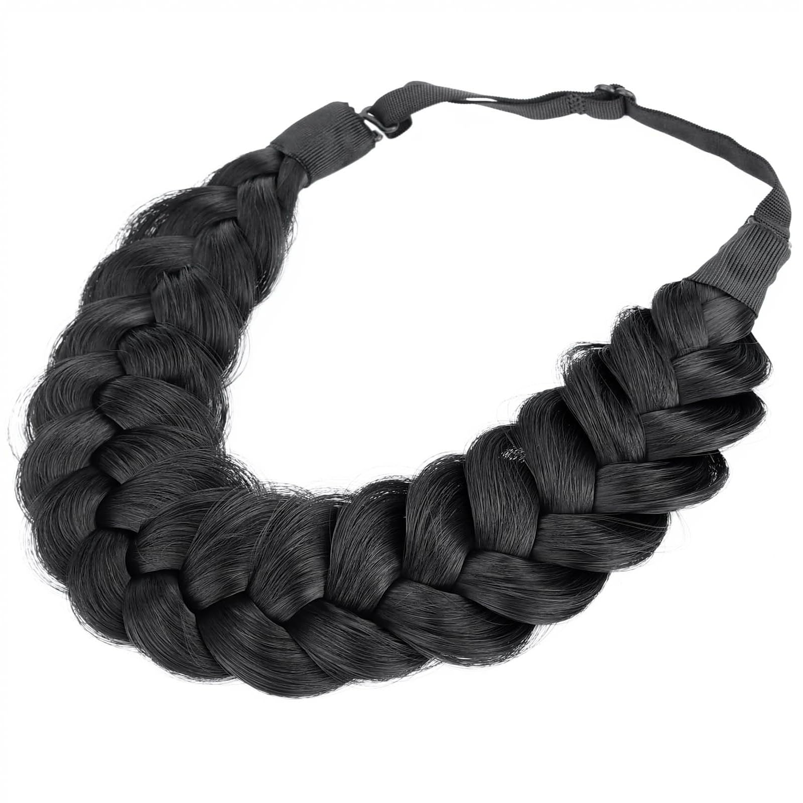 Gledola Messy Synthetic Hair Braided Headband Classic Chunky Wide Plaited Headband for Women Girl Beauty (Black) — image 1
