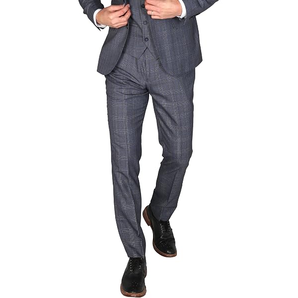 SIRRI Men's Grey Herringbone Tweed 3-Piece Suit (Sold Separately) - Wedding & Business Formal Wear-677602