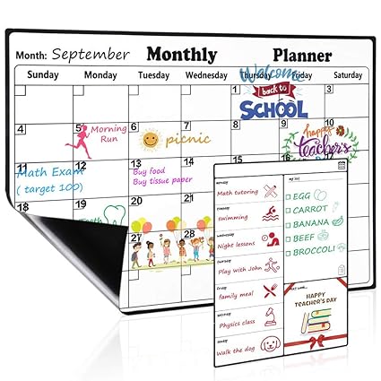 Homein Calendario magnético de borrado en seco para refrigerador ...