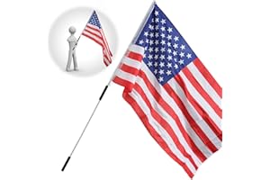 Feblomst Portable Flag Pole, 6 Ft White Flag Poles for 3x5 Flags Outdoor, American Flag with Pole for Outside, Handheld Flagpole Kit for Carry Use, Parade, Guide, Extendable