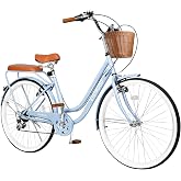 EISYROOD 26 Inch Beach Cruiser Bike for Women, Hybrid Womens Bike with 7 Speeds, Adjustable Seat, Lightweight Women Beach Cruiser Bike with Anti-Skid Tire, V-Brake