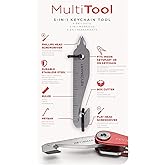 KeySmart MultiTool - 5-in-1 Multi-Purpose Keychain Tool with Box Opener, Ruler, Pry Bar, Phillips and Flat Head Screwdriver -