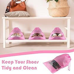 Large Pink Travel Shoe Bags - 10 Pcs, Non-Woven