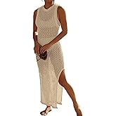 Bsubseach Crochet Cover Ups for Swimwear Women Hollow Out Swimsuit Coverup Backless Bikini Beach Dress