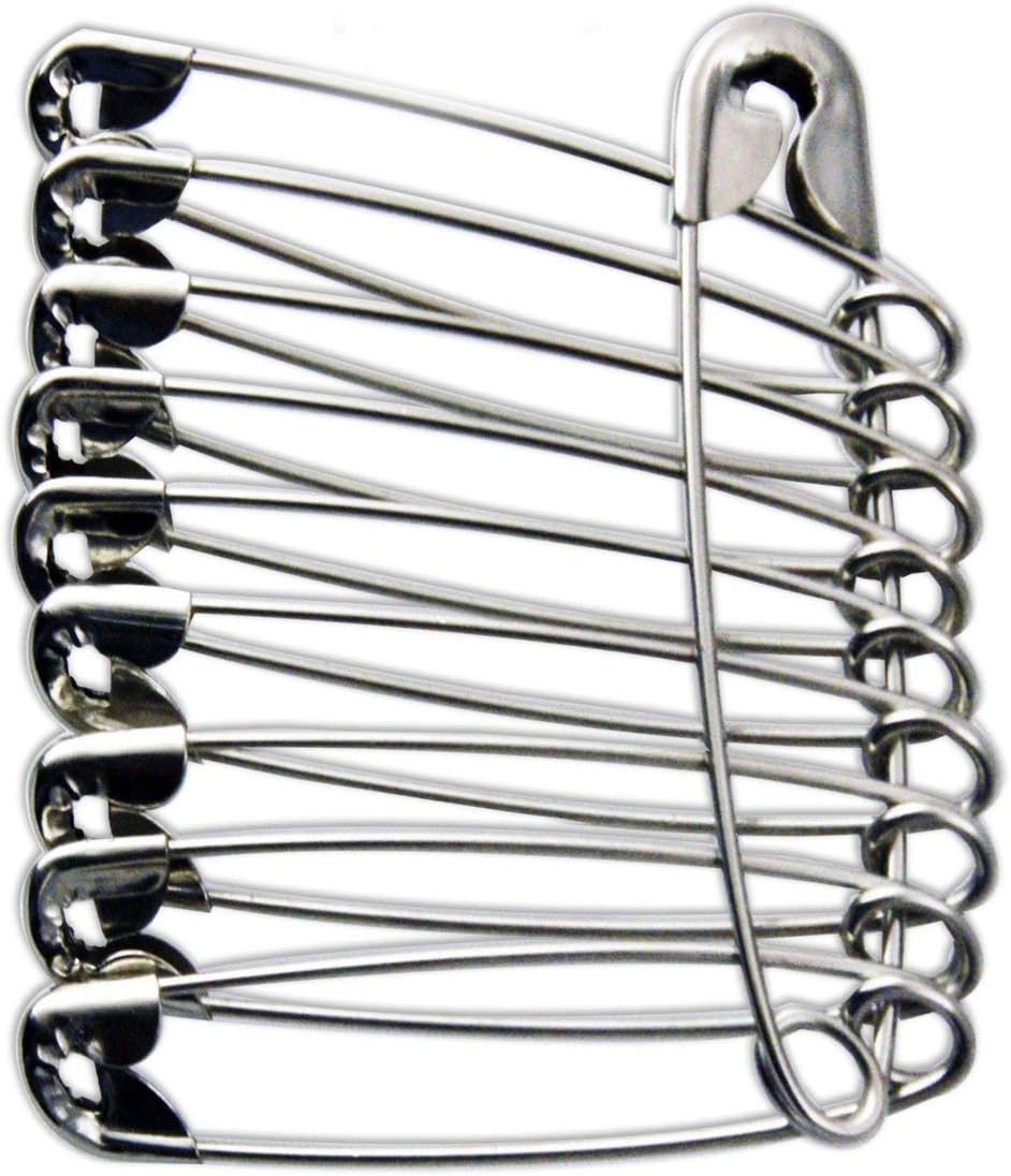 eRadius Extra Large Safety Pins Kraft Craft Pins Size 4 55mm 10Pcs Silver