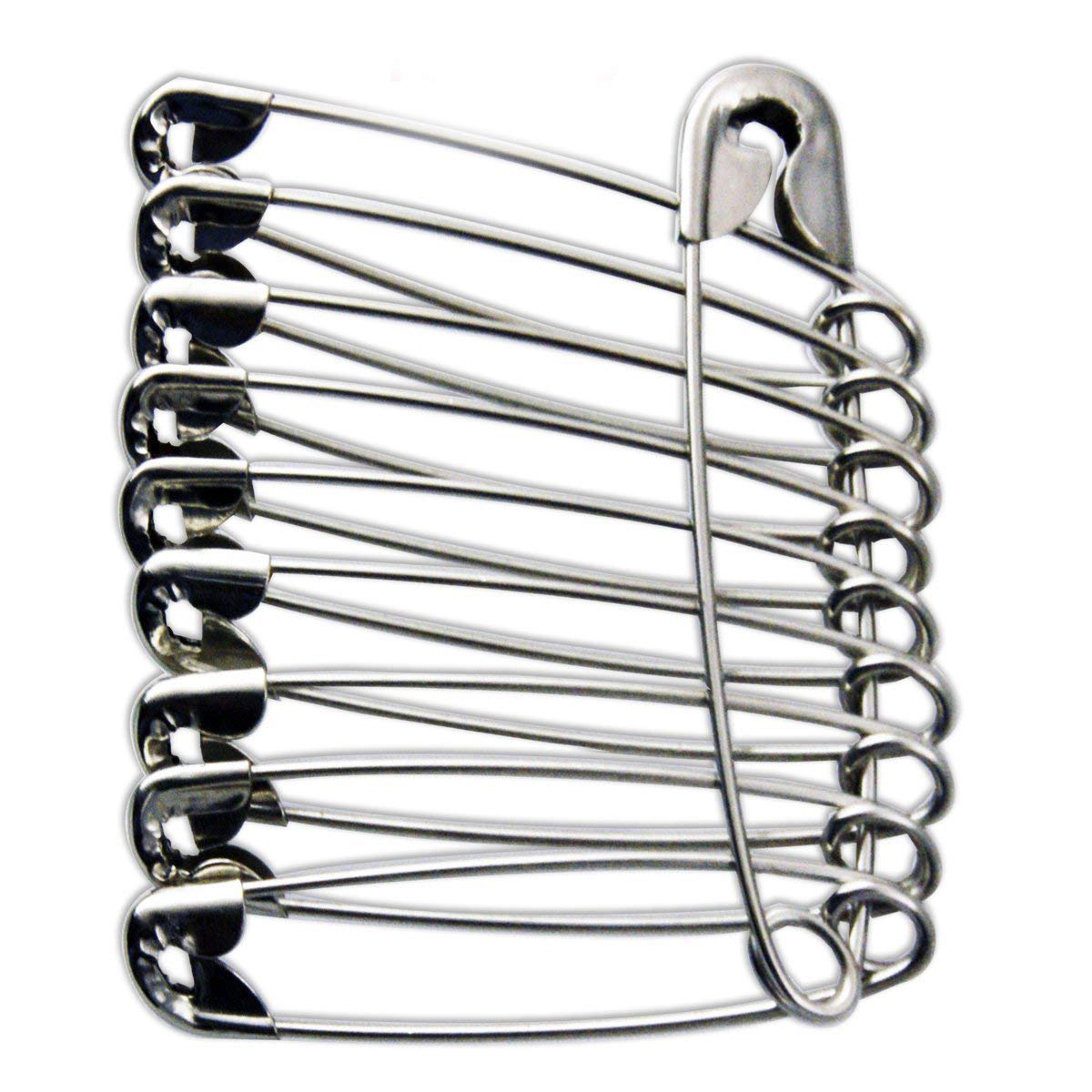 eRadius 10 x Extra Large Safety Pins Kraft Craft Pins Size 4 / 55mm 10Pcs Silver