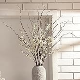 Daifunli 8 Pcs 38 Inch Artificial Flowers Cherry Blossom 45 Inch Curly Willow Branches for Spring Summer Indoor Decoration Faux Long Stem Silk Plum Blossom for Wedding Home Office Hotel Vase Decor