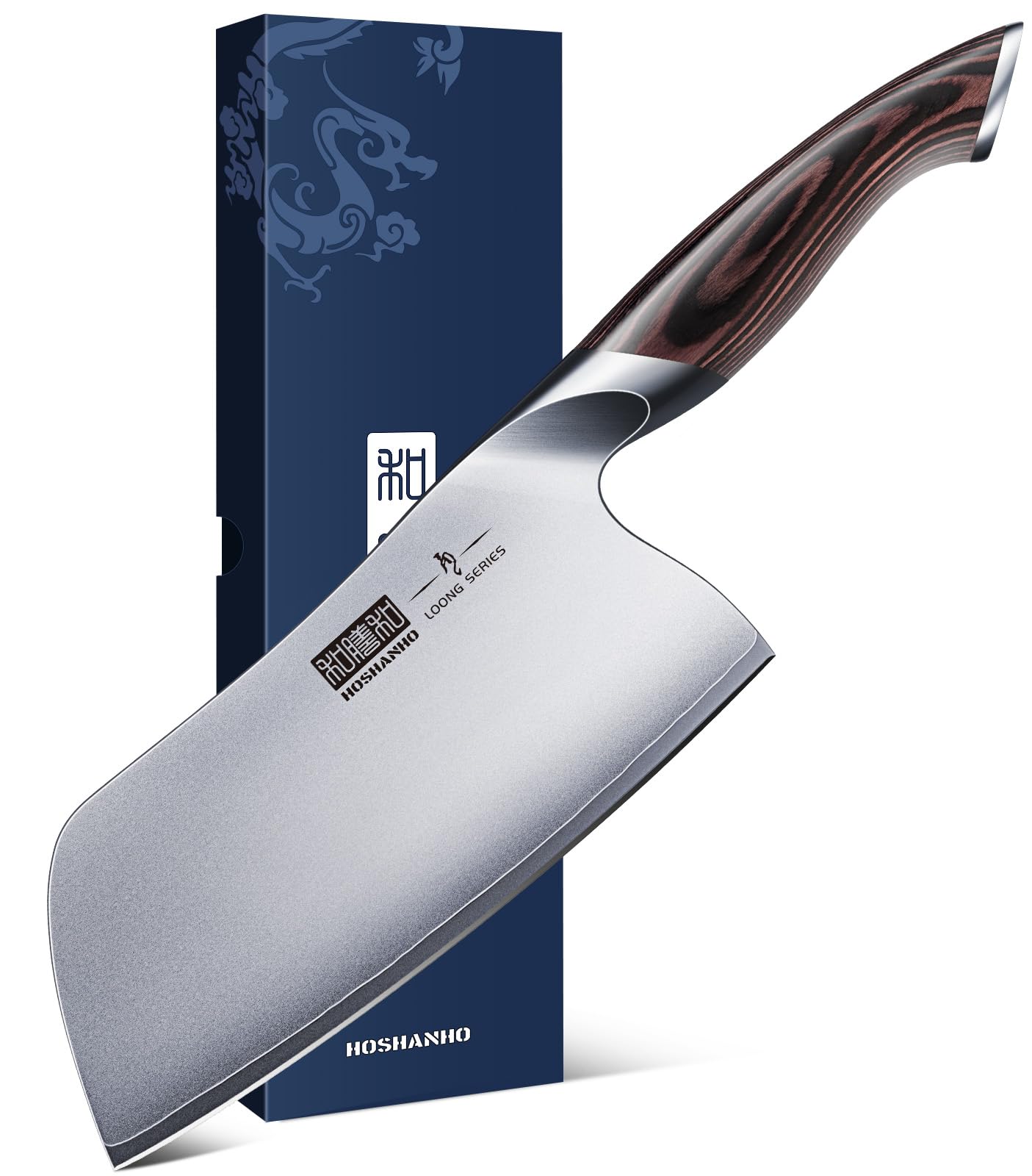 HOSHANHO 7 Inch Butcher Knife, Japanese High Carbon Steel Heavy Duty Meat Cleaver Knife, Professional Bone Cleaver Knife Suitable for Home Kitchen & Restaurant Image