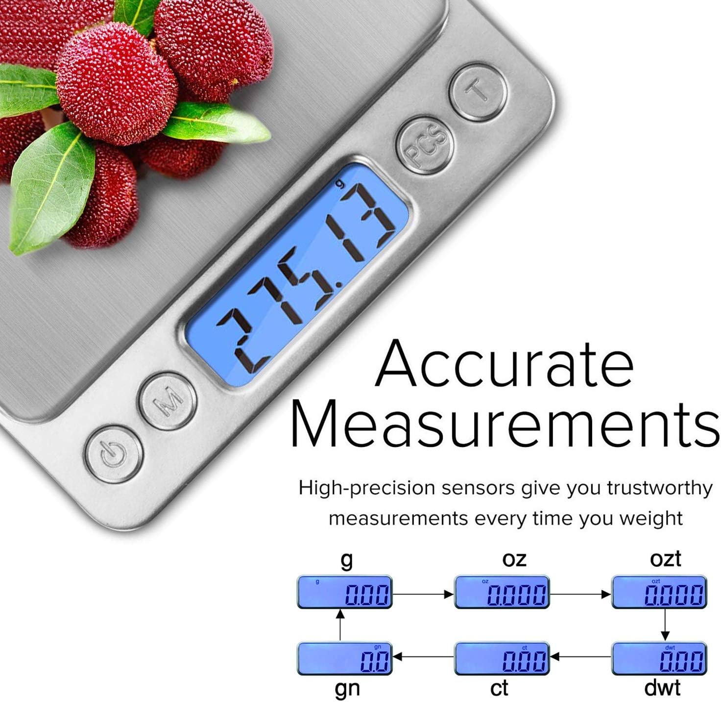 JOYIT Digital Kitchen Scale 500g/0.01g - Stainless Steel Cooking Food Scale, Coffee Scale with 2 Trays, LCD Display, Auto Off: Industrial & Scientific