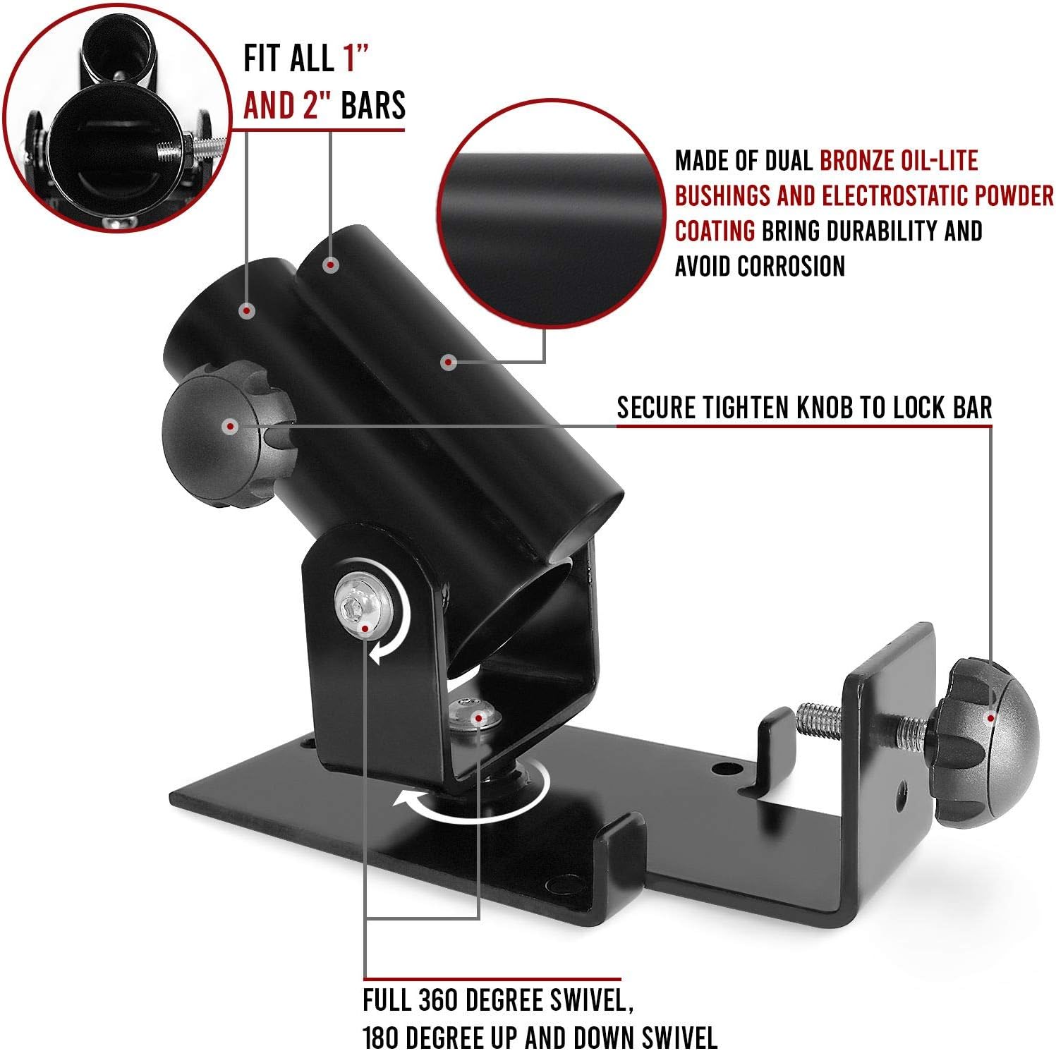 A2ZCARE Deluxe T-Bar Row Platform - Full 360° Swivel for Easy Use in Small Spaces – Fits 1” Standard & 2” Olympic Bars - Black : Sports & Outdoors