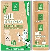 Green Llama Eco-Friendly and Sustainable All-Purpose Refill Tablets | 3-Pack | Lemon Grass Scent | Natural Cleaning Solution for Home with Certified Compostable Packaging