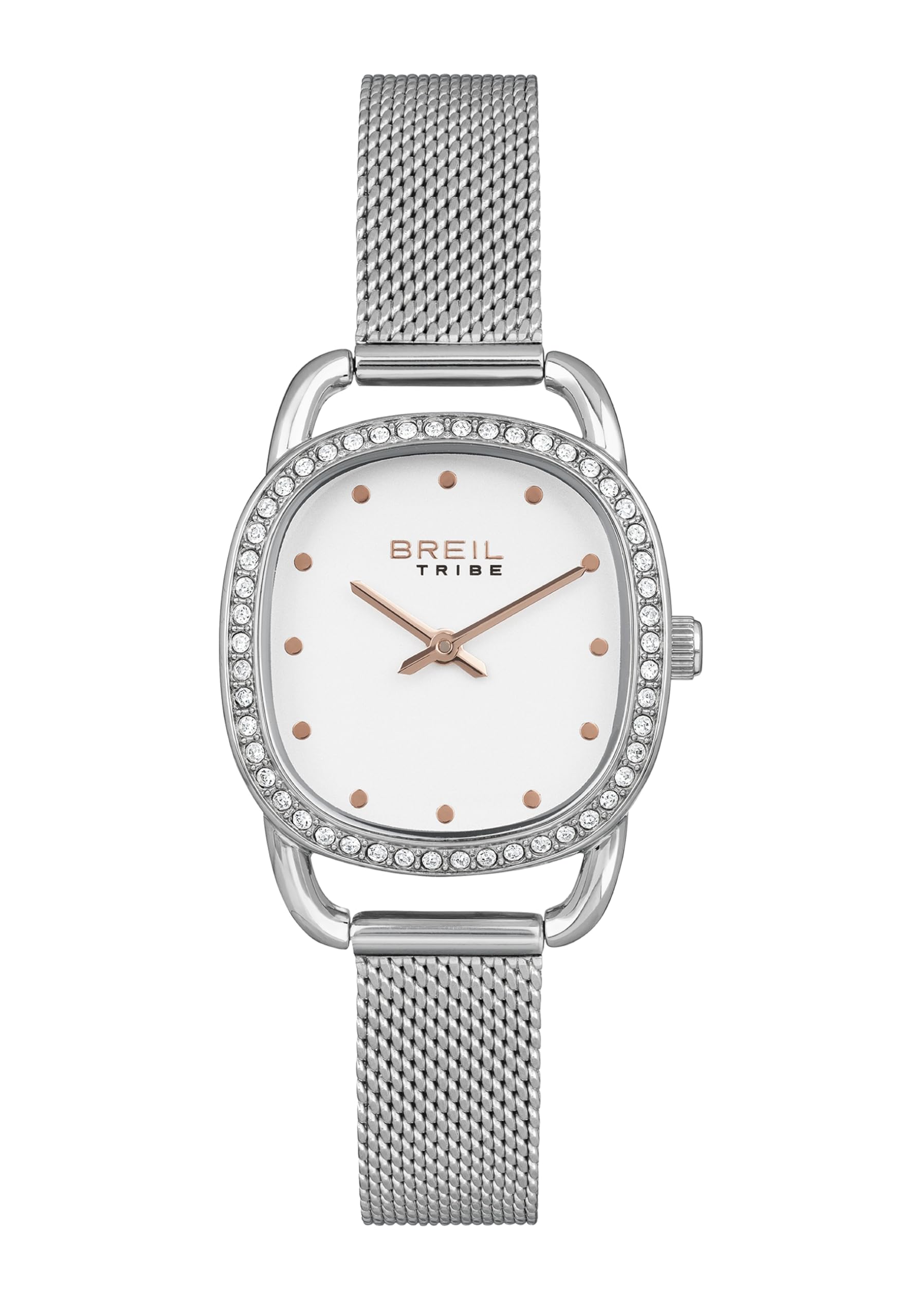 Breil Ladys' Penelope Watch Collection Mono-Colour Light Gun dial 2 Hands Quartz Movement and IP Coloured Stainless Steel Rose Gold MESH EW0540