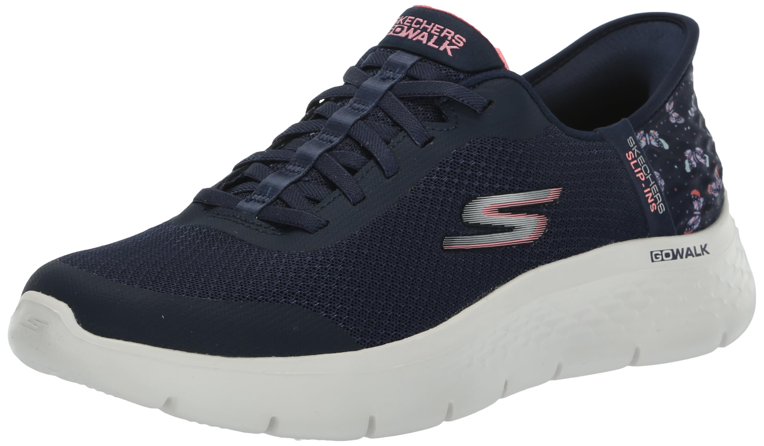 Skechers Women's Go Walk Flex Eva Hands Free Slip-Ins Sneaker, Navy/Pink, 5.5 Wide Image