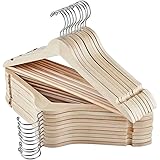 ELONG HOME Solid Wooden Hangers 20 Pack, Wood Coat Hangers with Extra Smooth Finish, Precisely Cut Notches and Chrome Swivel 