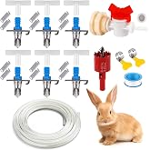 ZHEQOGZH Automatic Rabbit Watering System, Gravity Fed Rabbit Waterer Kit | Rabbit Water Dispenser Includes 6 Sets of Rabbit Water Nipples Drinkers and 16 Feet of ID 5/16" Hose
