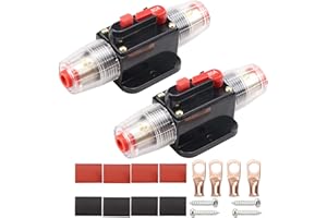 Bumbesti 15A 20A 30A 40A 50A 60A 80A 100A 150A Audio Circuit Breaker Inline Fuse Holders Auto Car Stereo Inverter Reset Fuses 12V-24V DC for Automotive RV Marine Boat Audio Solar System 80 Amp 2 Pack