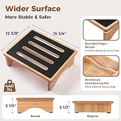 StrongTek 5" High Wooden Bed Step Stool for