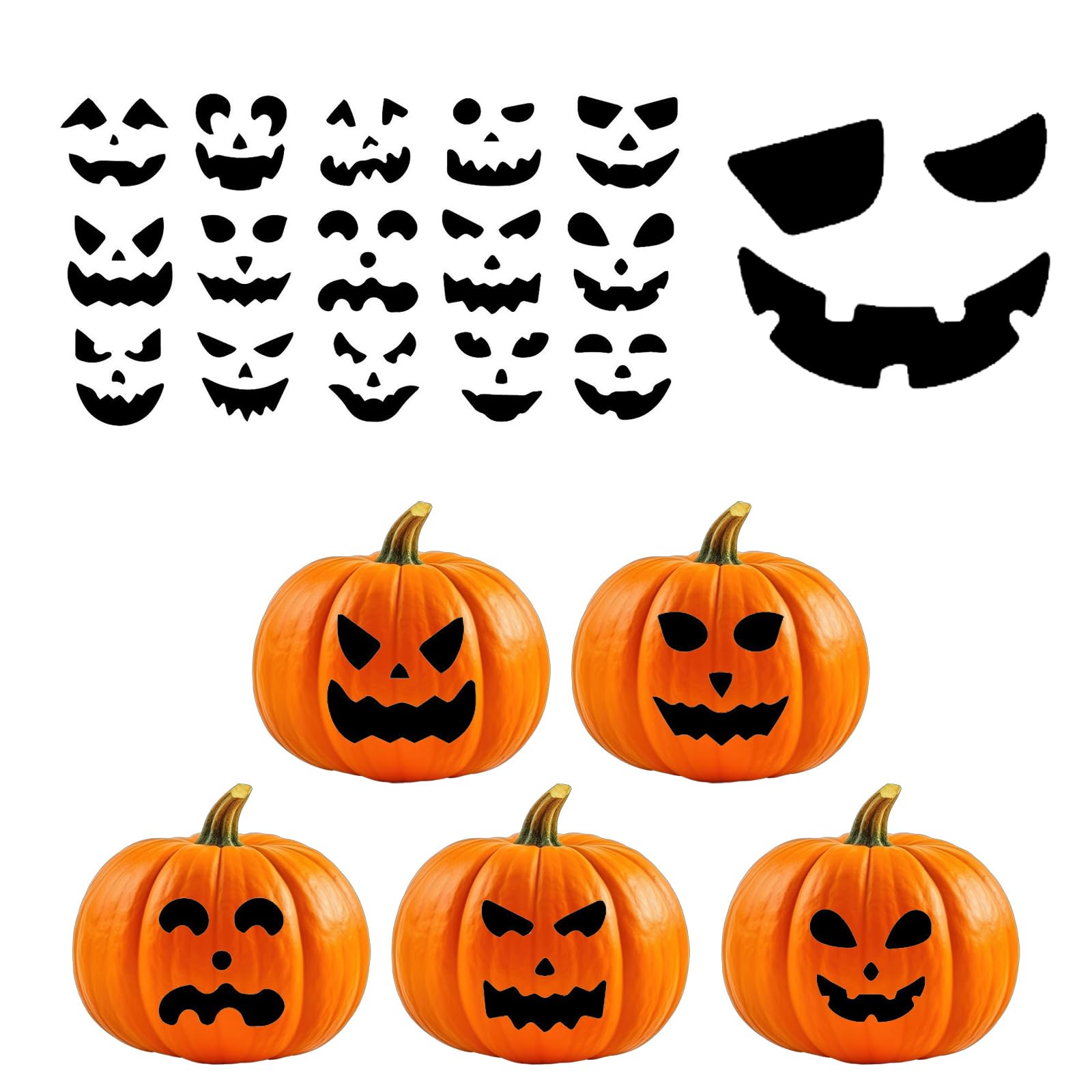HIXNUG 96pcs Pumpkin Decorating Stickers Halloween Pumpkin Expression Stickers for Halloween Party Favors Game Activities Trick or Treat Decorations