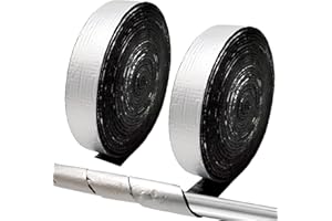 MEDOORE Pipe Insulation Wrap Pipe Foam Insulation Tape Roll with Aluminum Foil Back Self Adhesive Foam Freezer Tape for Outdoor Indoor Winter Cold Hot Water Heat Preservation (2 Rolls), 2" Wide X 32.8 Ft