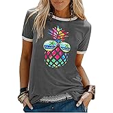 YEXIPO Graphic Tees for Women Short Sleeve Summer Tops Funny Letter Printed Loose Casual T Shirts