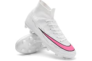 UYO Men's Soccer Shoes with Non-Slip Spikes High-Tops Lace-Up Indoor Futsal TF Turf Cleats Sneaker