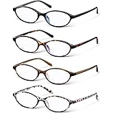 KUGUAOK Retro Oval Blue Light Blocking Glasses for Women 90s Small Cat Eye Eyeglasses Frame TV Bluelight Glasses