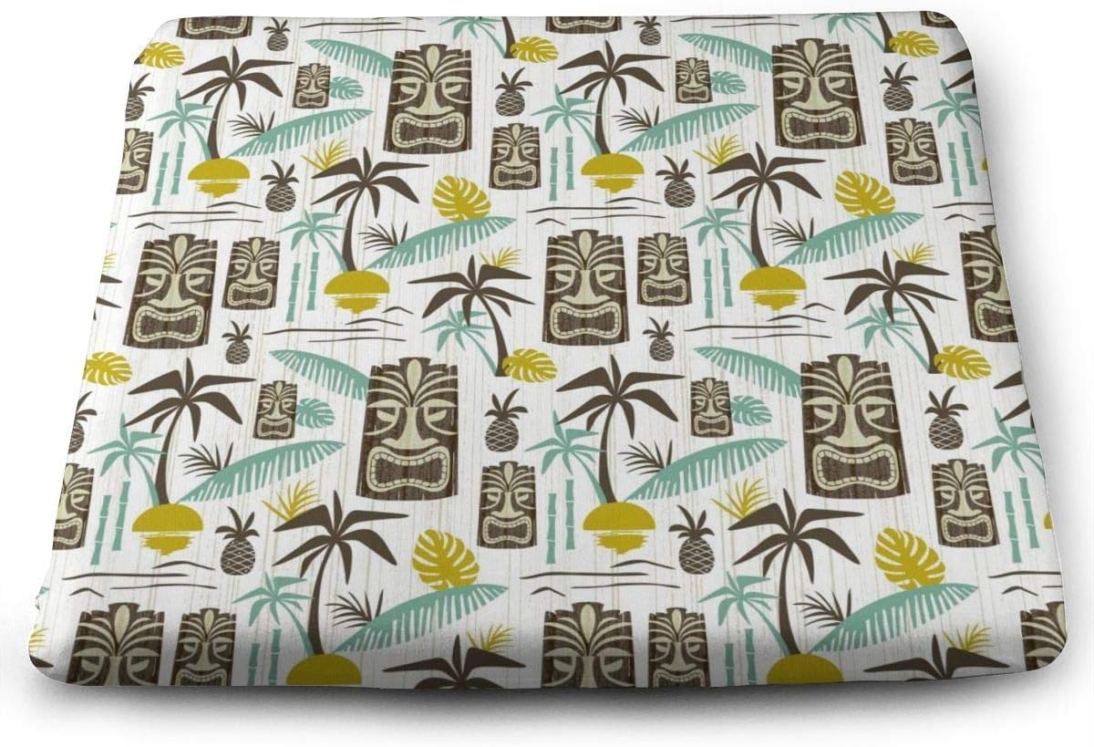 N/A Memory Foam Chair Cushion Ultimate Comfort and Softness Square 15" x 13" Seat Cover,Island Tiki White