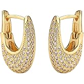 18K Gold Plated Cubic Zirconia Geometric Hoop Earrings For Women