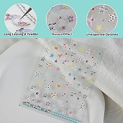CESTSIREN Colorful Star Nail Art Stickers, Fashion