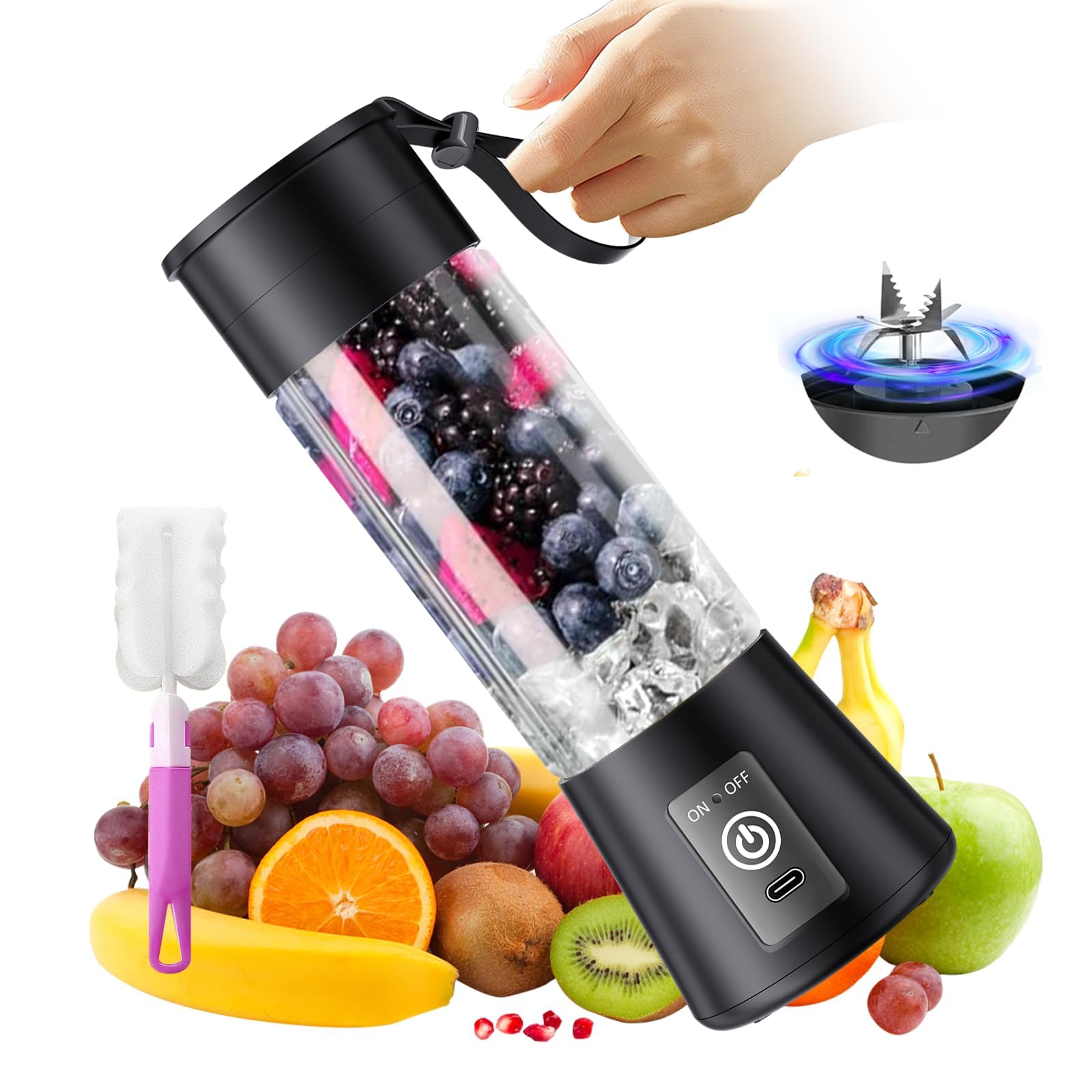 Photo 1 of **Missing charger**Portable Blender for Smoothie & Shakes - Upgraded Rechargeable Personal Size Blender, 380ml BPA Free Juice Cup & High Speed of 20,000 Rpm, Suit for Sports/Office/Home/Travel