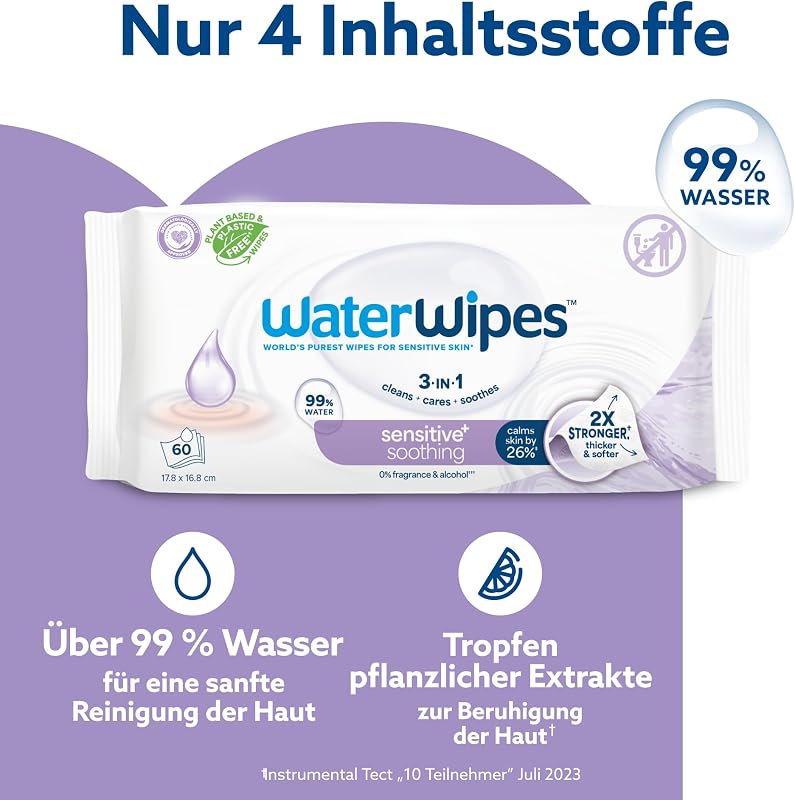 Sensitive+ Soothing Clean Wipes, 99% Wasser, parfümfrei, 6 Pack